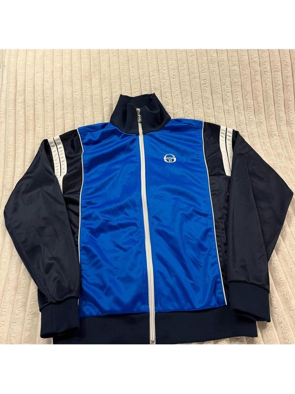 Sergio Tacchini Blue and Black Windbreaker Jacket Men’s Size Small